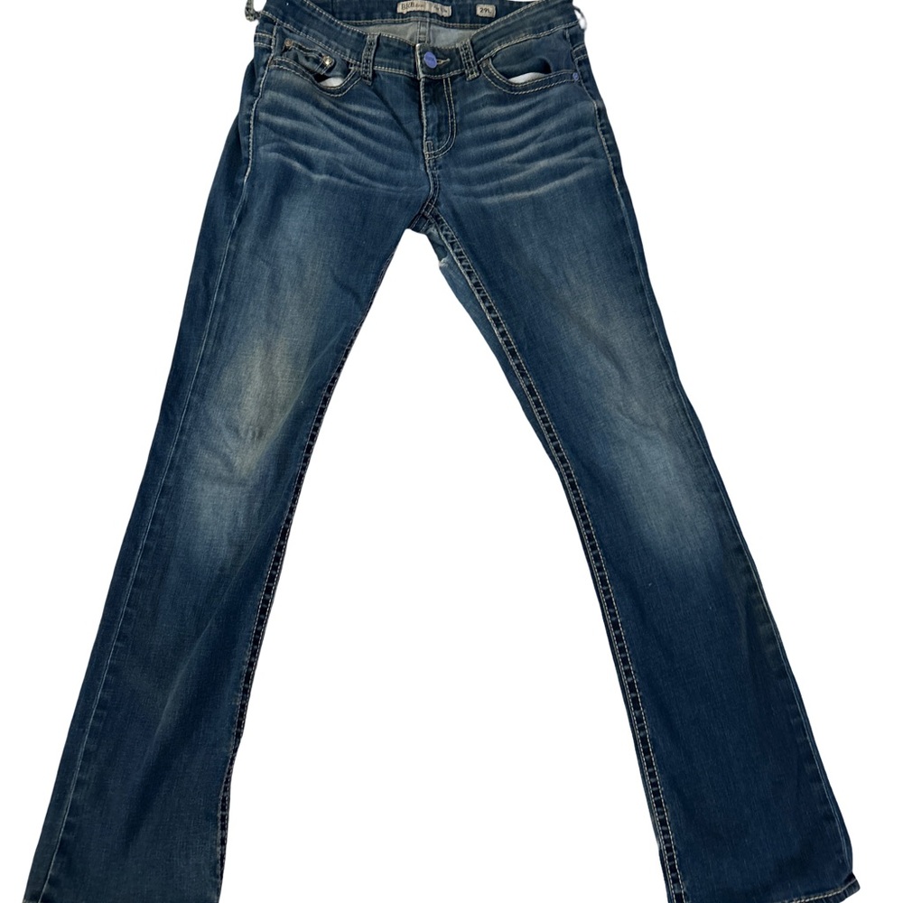Cowgirl Tuff Denim Sequin Flap Pickets  Blue Boot Cut Jeans Women’s 26x33